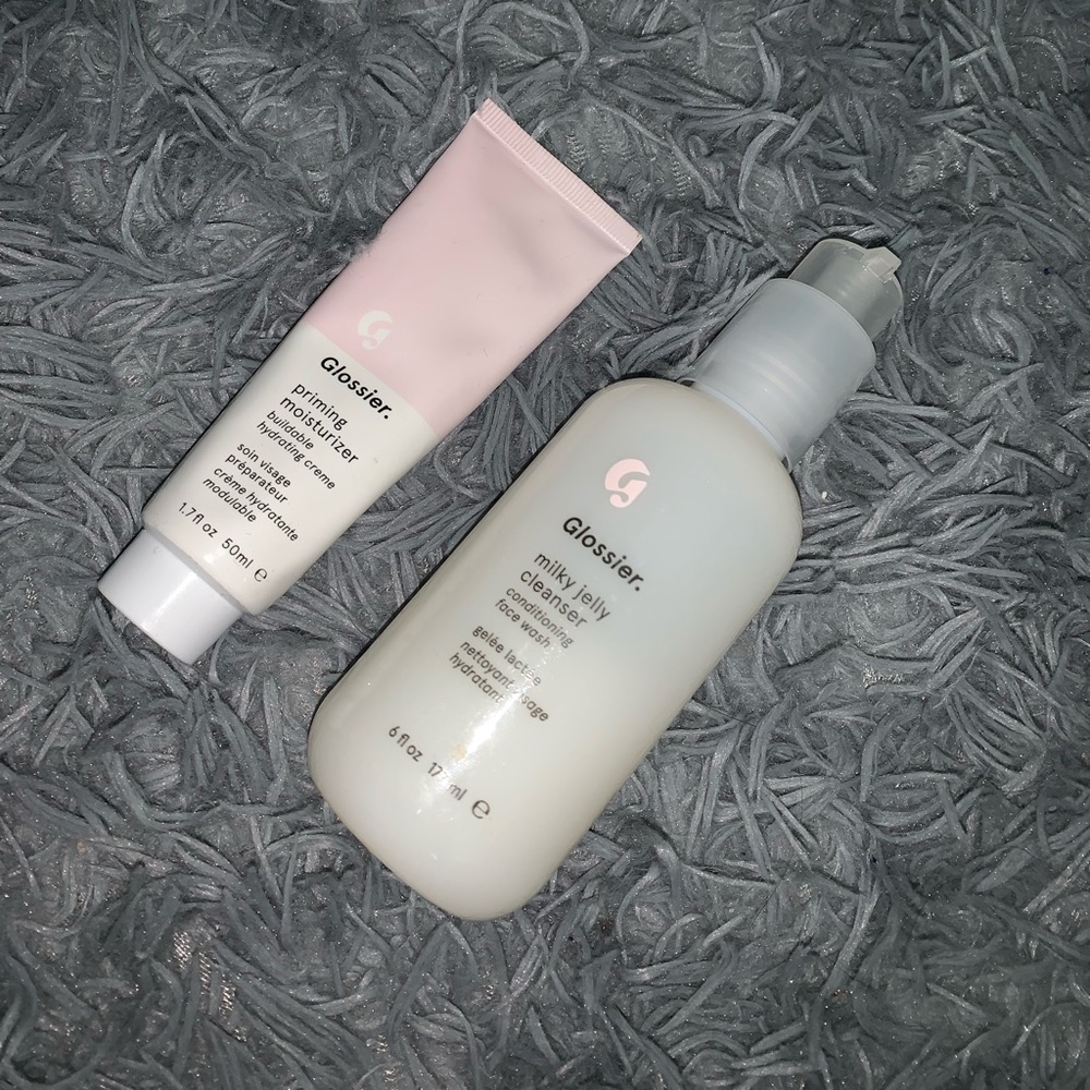 Glossier skincare moisturizer &milk jelly cleanser